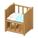 Baby bed Blue Blanket Natural wood