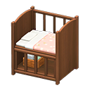 Baby bed Pink Blanket Dark wood