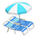 Beach chairs with parasol Aqua & white Parasol color Blue