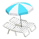 Beach chairs with parasol Aqua & white Parasol color White