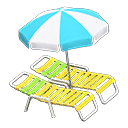 Beach chairs with parasol Aqua & white Parasol color Yellow