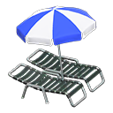 Beach chairs with parasol Blue & white Parasol color Black