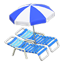 Beach chairs with parasol Blue & white Parasol color Blue