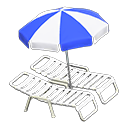 Beach chairs with parasol Blue & white Parasol color White