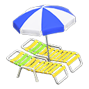 Beach chairs with parasol Blue & white Parasol color Yellow
