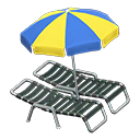 Beach chairs with parasol Blue & yellow Parasol color Black