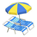 Beach chairs with parasol Blue & yellow Parasol color Blue