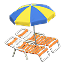 Beach chairs with parasol Blue & yellow Parasol color Orange