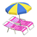 Beach chairs with parasol Blue & yellow Parasol color Pink