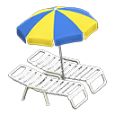 Beach chairs with parasol Blue & yellow Parasol color White
