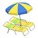 Beach chairs with parasol Blue & yellow Parasol color Yellow