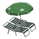 Beach chairs with parasol Green Parasol color Black