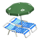 Beach chairs with parasol Green Parasol color Blue