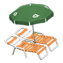 Beach chairs with parasol Green Parasol color Orange