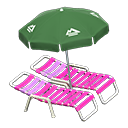 Beach chairs with parasol Green Parasol color Pink
