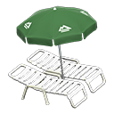 Beach chairs with parasol Green Parasol color White