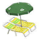 Beach chairs with parasol Green Parasol color Yellow