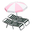 Beach chairs with parasol Pink & white Parasol color Black