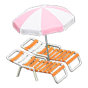 Beach chairs with parasol Pink & white Parasol color Orange