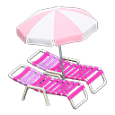 Beach chairs with parasol Pink & white Parasol color Pink