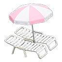 Beach chairs with parasol Pink & white Parasol color White