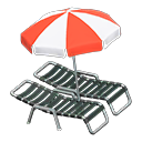 Beach chairs with parasol Red & white Parasol color Black