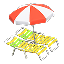 Beach chairs with parasol Red & white Parasol color Yellow