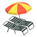Beach chairs with parasol Red & yellow Parasol color Black