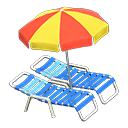Beach chairs with parasol Red & yellow Parasol color Blue