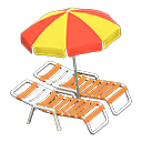 Beach chairs with parasol Red & yellow Parasol color Orange
