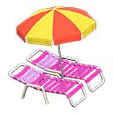 Beach chairs with parasol Red & yellow Parasol color Pink