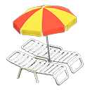 Beach chairs with parasol Red & yellow Parasol color White