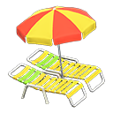Beach chairs with parasol Red & yellow Parasol color Yellow