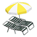 Beach chairs with parasol Yellow & white Parasol color Black