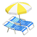 Beach chairs with parasol Yellow & white Parasol color Blue