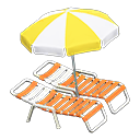 Beach chairs with parasol Yellow & white Parasol color Orange