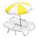 Beach chairs with parasol Yellow & white Parasol color White