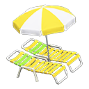 Beach chairs with parasol Yellow & white Parasol color Yellow