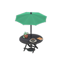 Animal Crossing Bistro table|Green Parasol color Black Image