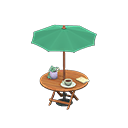 Bistro table Green Parasol color Natural wood