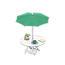 Bistro table Green Parasol color White