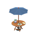 Bistro table Navy blue Parasol color Natural wood