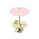 Bistro table Pink Parasol color Light wood