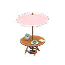 Bistro table Pink Parasol color Natural wood