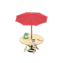 Bistro table Red Parasol color Light wood