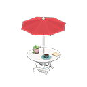 Bistro table Red Parasol color White