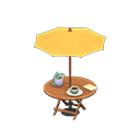 Bistro table Yellow Parasol color Natural wood