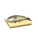 Animal Crossing Carp on a cutting board|Black Image