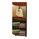 Corner clothing rack Cute clothes Displayed clothing Dark wood