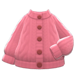 Aran-knit Cardigan Pink
